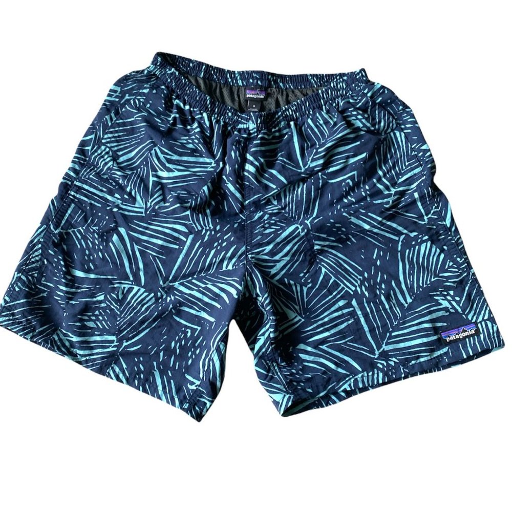 Patagonia 7” Baggies Swim Trunks Rain Fern Reverse Dam Blue, S *NO DRAWSTRING*